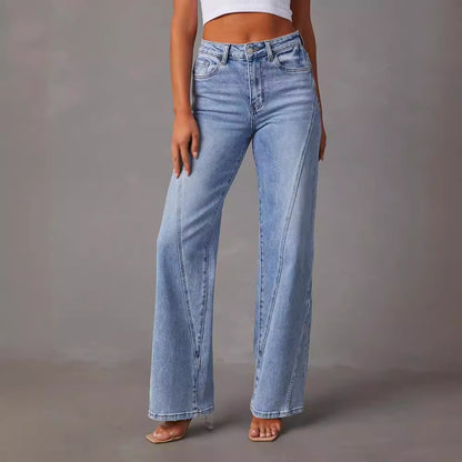 Vintage Yıkamalı Palazzo Tasarım Jean Pantolon