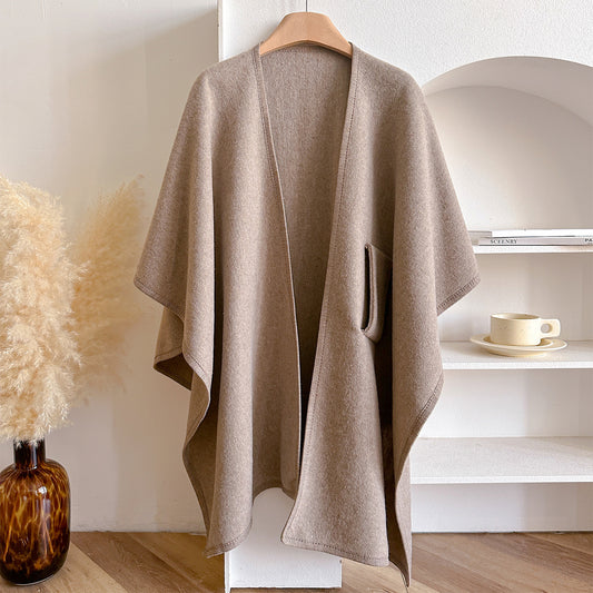 Premium Yün Bağlamalı Pelerin Şal